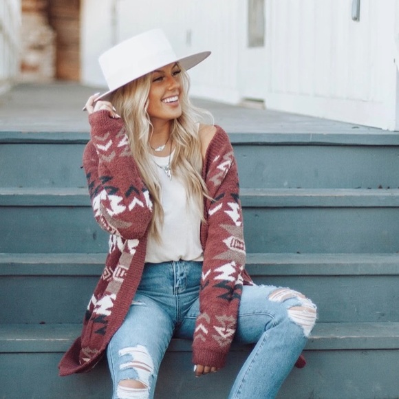 New Native Print Western Aztec Cardigan Sweater - Picture 2 of 10